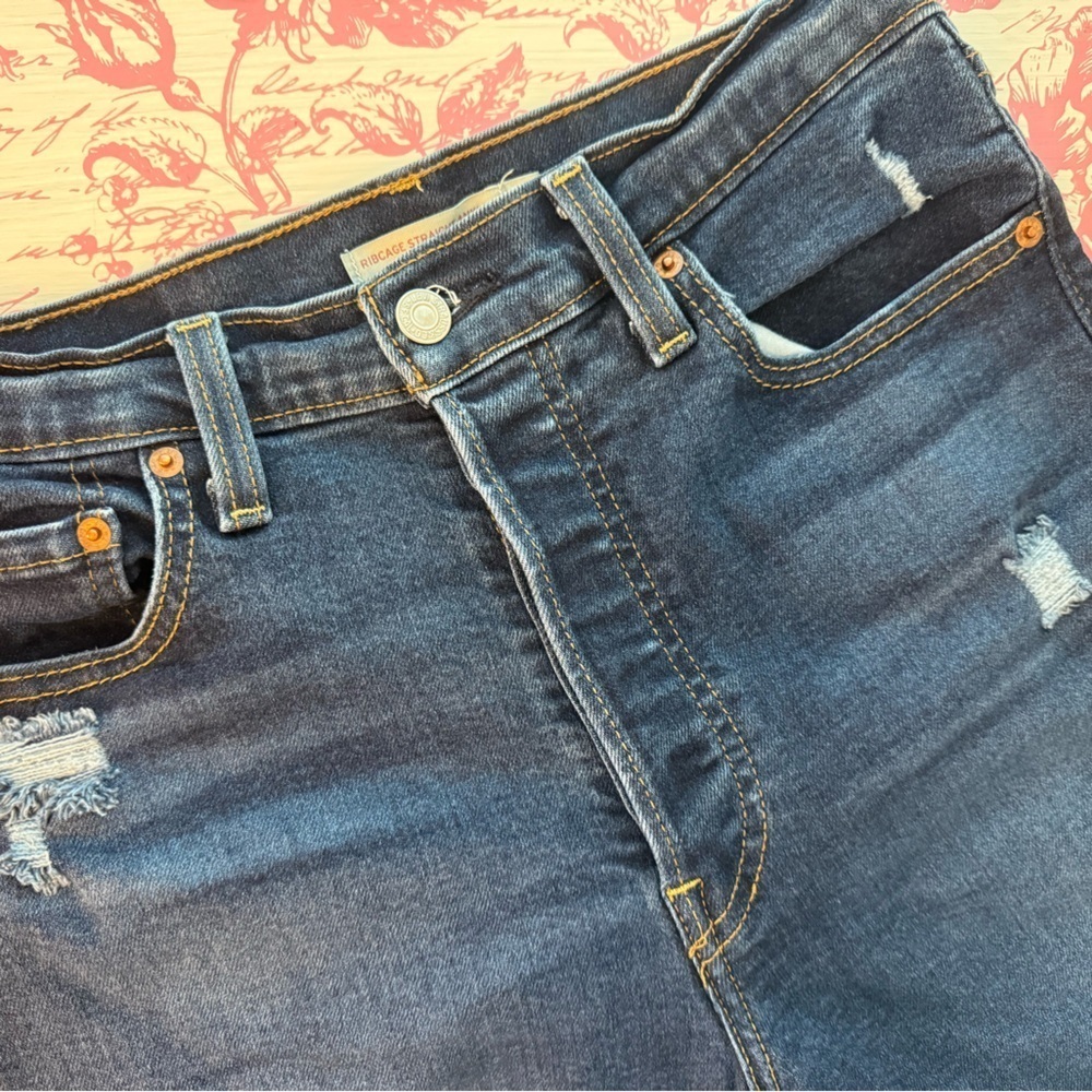 Levi’s Ribcage Straight Ankle Jeans Women’s 28 Dark Wash High Rise Button Fly - Picture 3 of 7